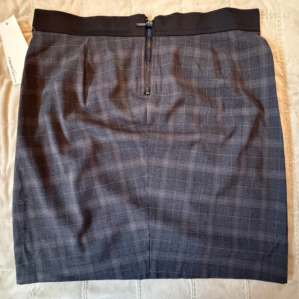Kenneth Cole New York Gray Plaid Pencil Skirt Size 12 NWT